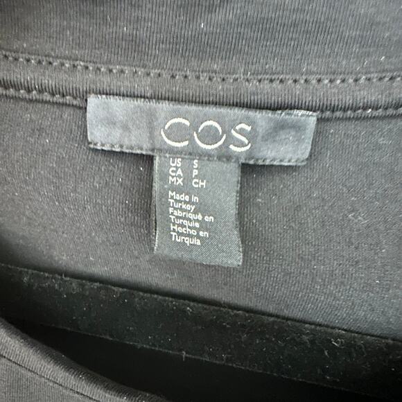 COS Gathered Panel Short Sleeve Tiered Dress Women's Black Size Small - Picture 5 of 5